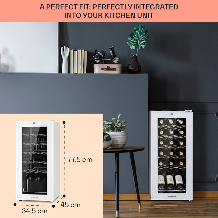 Shiraz 18 Slim Uno Weinkühlschrank 50l 18Fl Touch-Bedienfeld 5-18°C 50 Liter / 18 Flaschen | Weiß