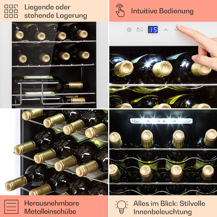 Shiraz 28 Uno Weinkühlschrank 74l 28Fl Touch-Bedienfeld 5-18°C 74 Liter / 28 Flaschen | Weiß