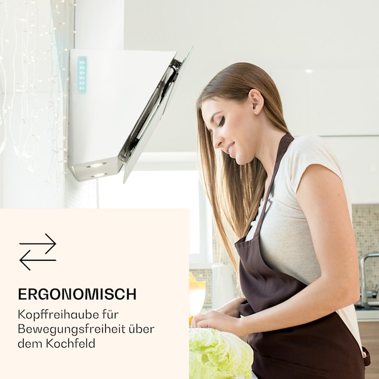 Alina 90 Smart Dunstabzugshaube 90 cm 594 m³/h LED Ambiente-Licht Glasfront 90 cm | Weiß
