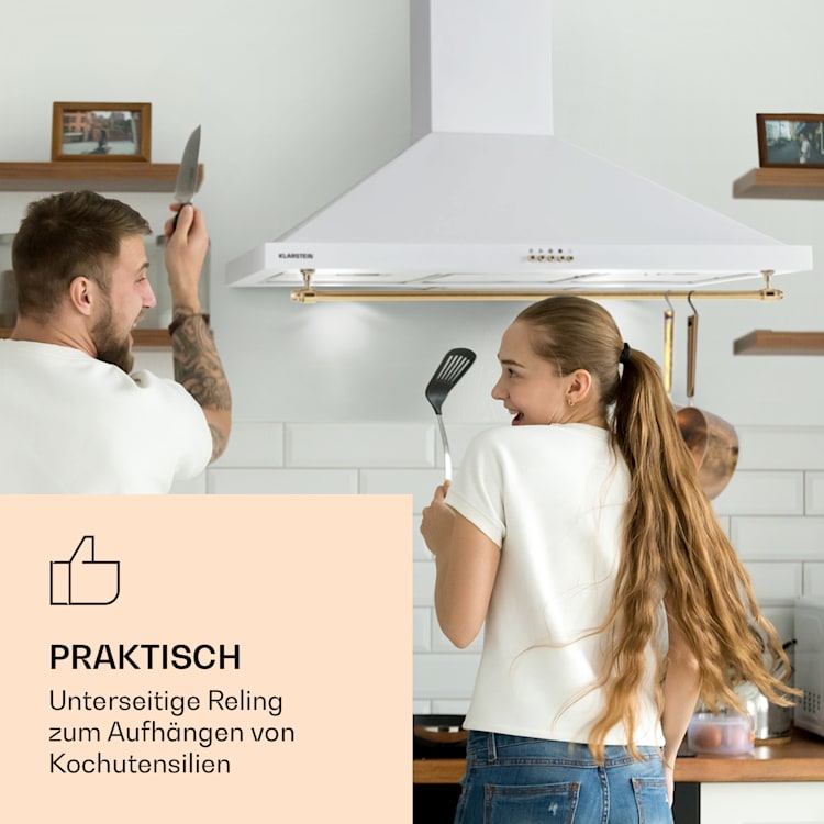 Montblanc 90 Dunstabzugshaube 610m³/h 165W 2x1,5W LED Reling Weiß