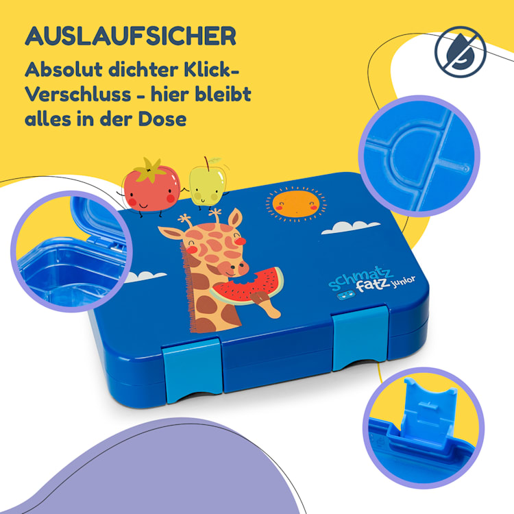 junior Lunchbox 6 Fächer 21,3 x 15 x 4,5 cm (BxHxT) BPA-frei Blue Giraffe