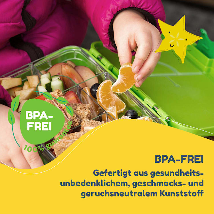 junior Lunchbox 6 Fächer 21,3 x 15 x 4,5 cm (BxHxT) BPA-frei Green Fruit