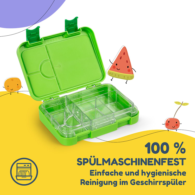 junior Lunchbox 6 Fächer 21,3 x 15 x 4,5 cm (BxHxT) BPA-frei Green Fruit