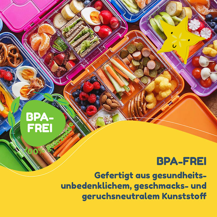 junior Lunchbox 6 Fächer 21,3 x 15 x 4,5 cm (BxHxT) BPA-frei Orange Forest