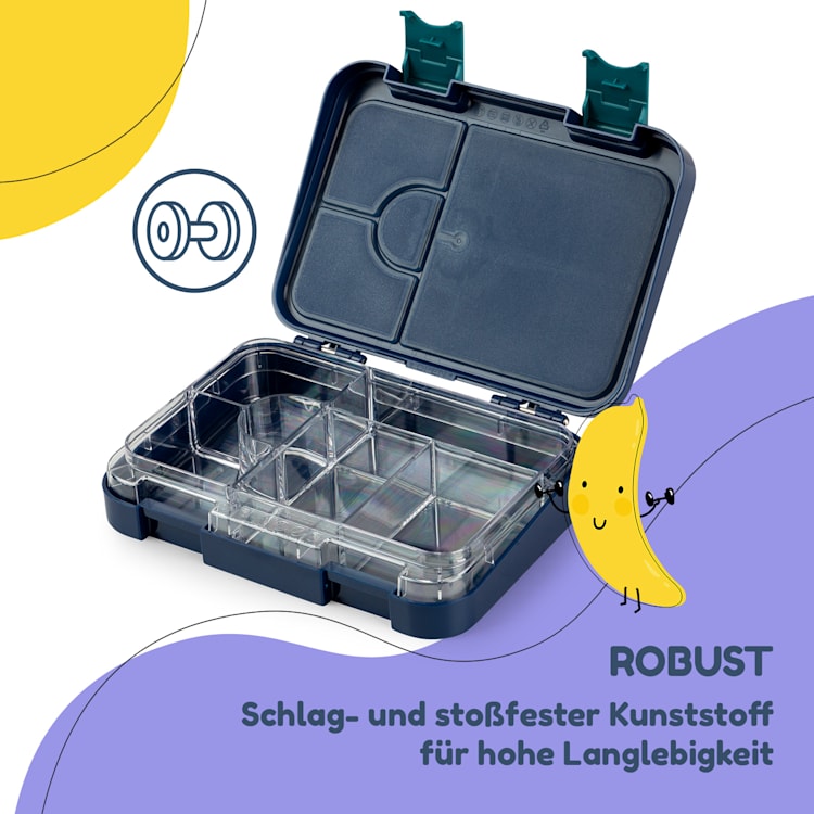 junior Lunchbox 6 Fächer 21,3 x 15 x 4,5 cm (BxHxT) BPA-frei Navy Space