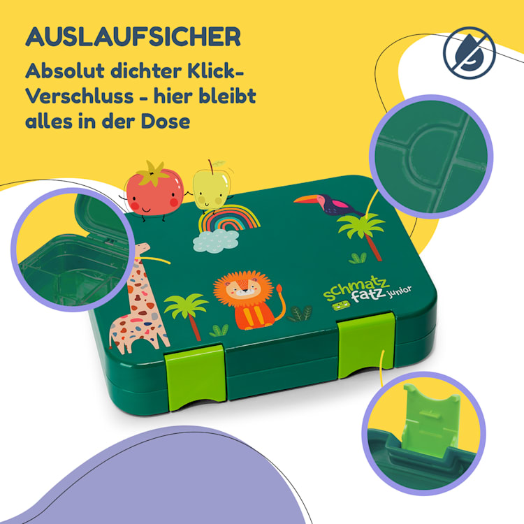 junior Lunchbox 6 Fächer 21,3 x 15 x 4,5 cm (BxHxT) BPA-frei Dark Green Jungle