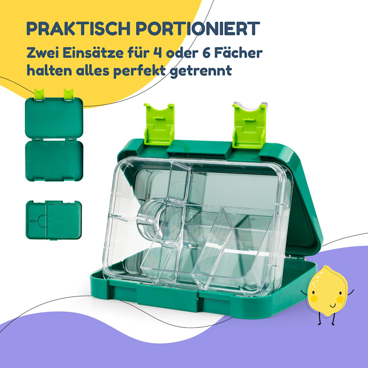 junior Lunchbox 6 Fächer 21,3 x 15 x 4,5 cm (BxHxT) BPA-frei Dark Green Jungle