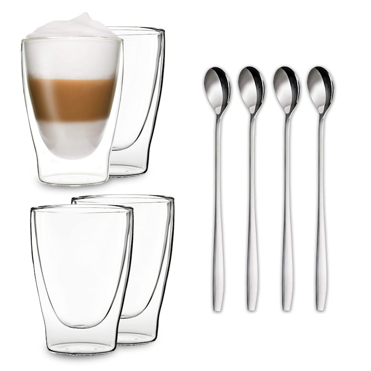 DUOS Gläser 4x 310ml + 4x Löffel 4er-Set