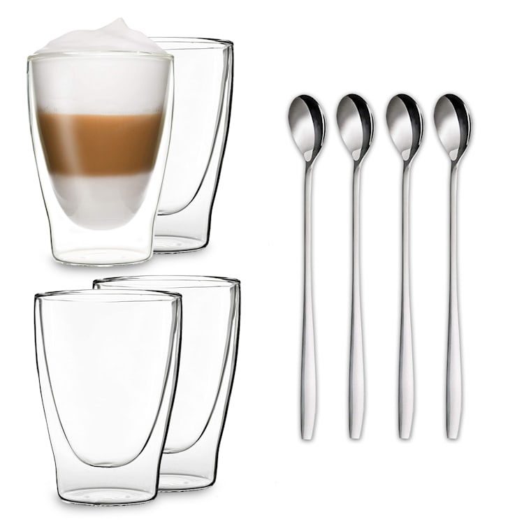 DUOS Gläser 4x 400ml + 4x Löffel 4er-Set