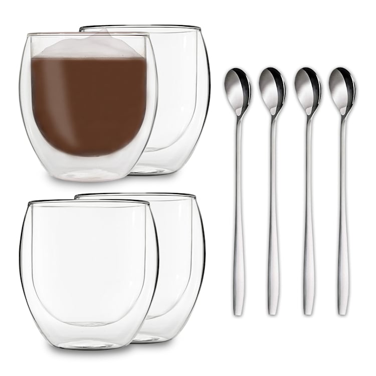 DUOS Gläser 4x 410ml Jumbo + 4x Löffel 4er-Set