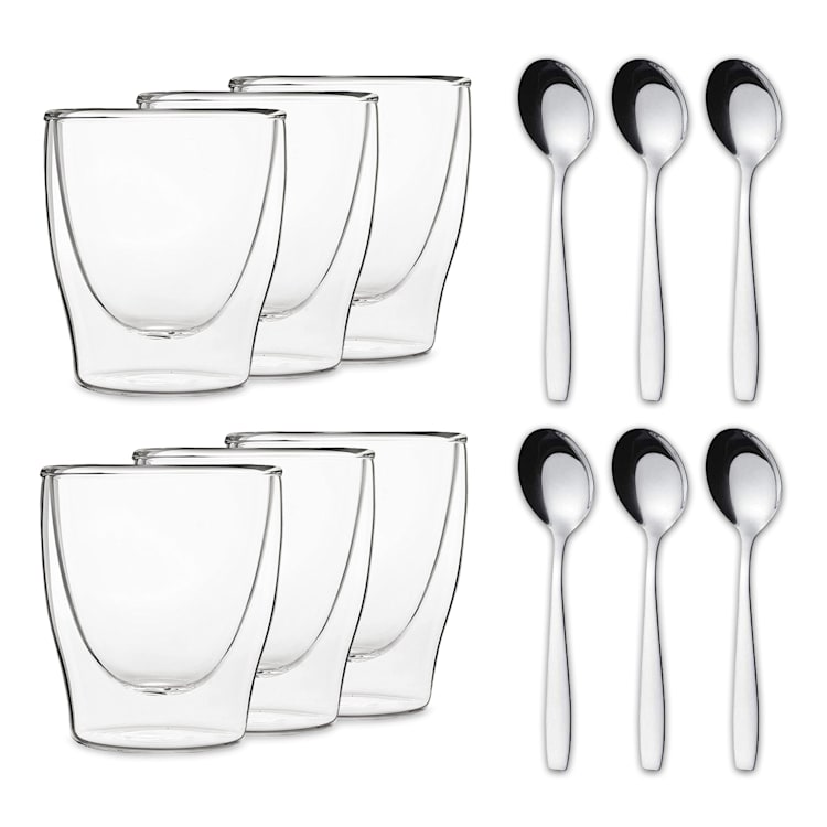 DUOS Gläser 6x 80ml + 6x Löffel 6er-Set
