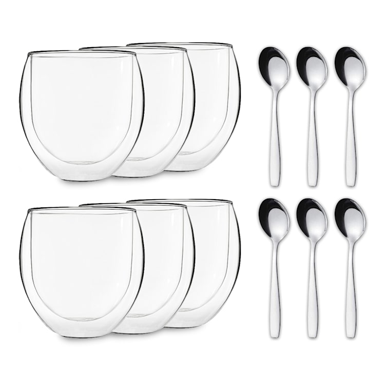 DUOS Gläser 6x 310ml Jumbo + 6x Löffel 6er-Set