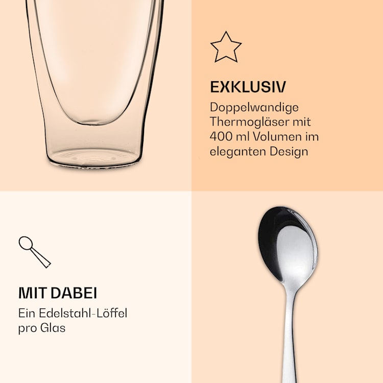 DUOS Gläser 2x400ml + 2x Löffel 2er-Set