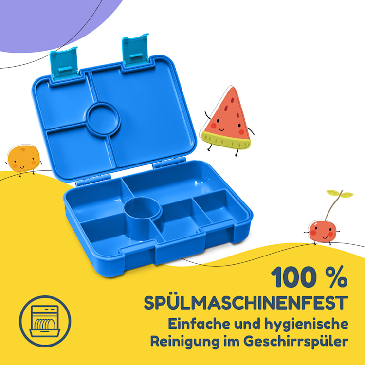 schmatzfatz by Lite Lunchbox 6 Fächer 20,8 x 4,5 x 15 cm (BxHxT) BPA-frei extra leichtes Tritan Blau