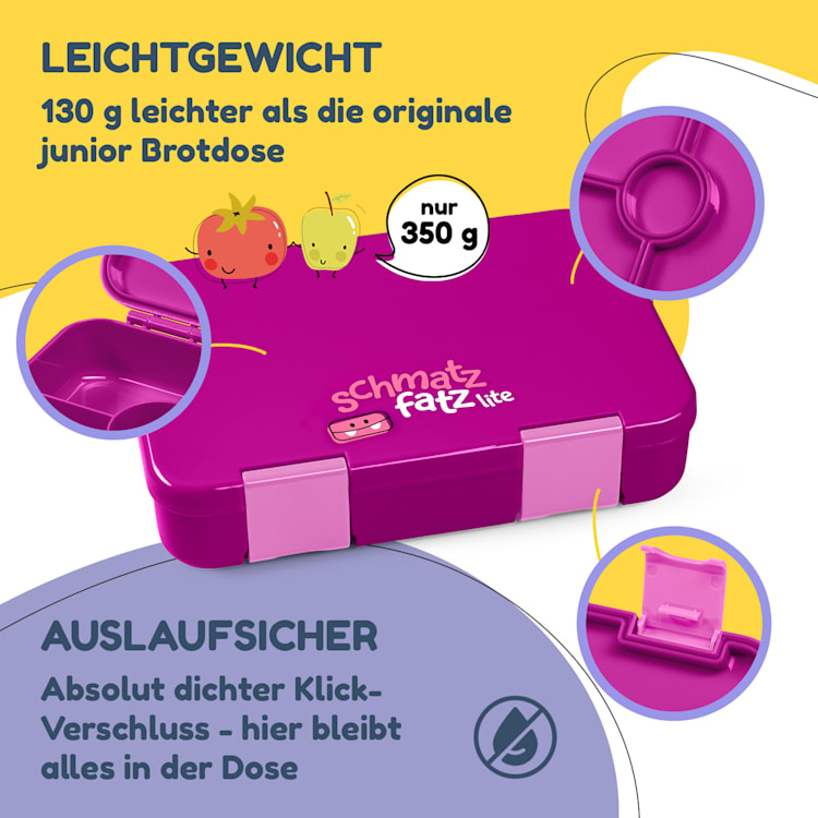 schmatzfatz by Lite Lunchbox 6 Fächer 20,8 x 4,5 x 15 cm (BxHxT) BPA-frei extra leichtes Tritan Lila