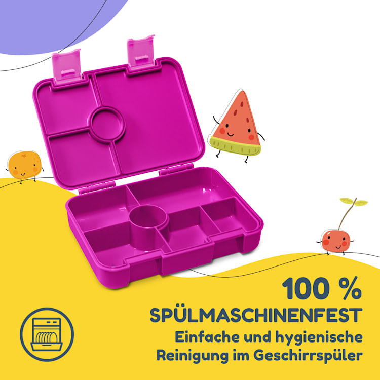 schmatzfatz by Lite Lunchbox 6 Fächer 20,8 x 4,5 x 15 cm (BxHxT) BPA-frei extra leichtes Tritan Lila