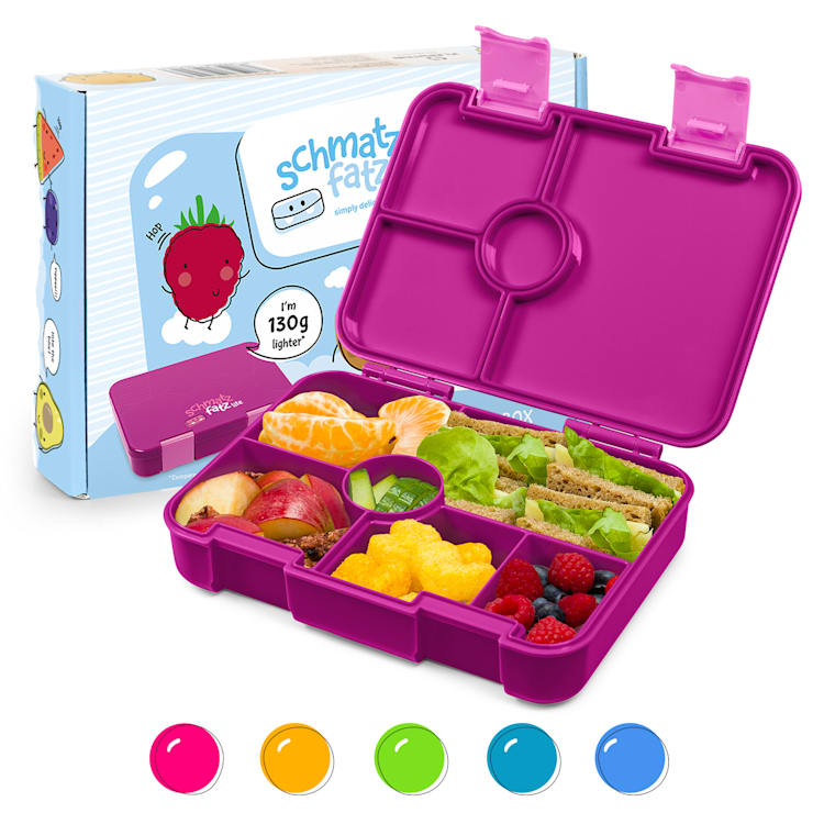 schmatzfatz by Lite Lunchbox 6 Fächer 20,8 x 4,5 x 15 cm (BxHxT) BPA-frei extra leichtes Tritan Lila