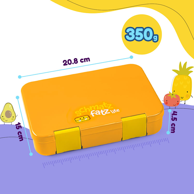 schmatzfatz by Lite Lunchbox 6 Fächer 20,8 x 4,5 x 15 cm (BxHxT) BPA-frei extra leichtes Tritan Orange