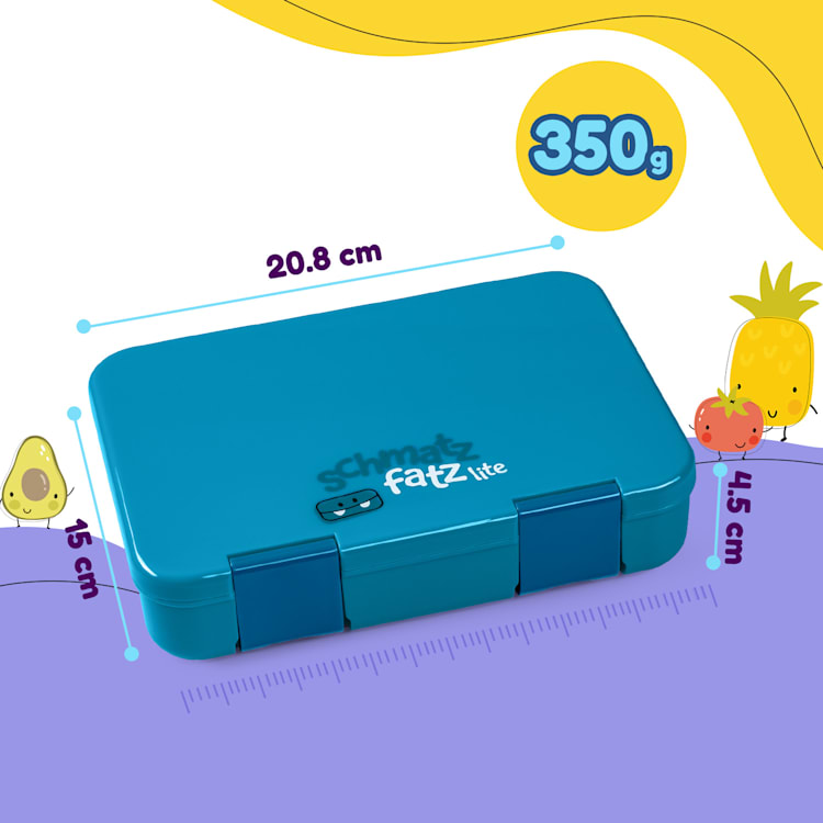 schmatzfatz by Lite Lunchbox 6 Fächer 20,8 x 4,5 x 15 cm (BxHxT) BPA-frei extra leichtes Tritan Petrol