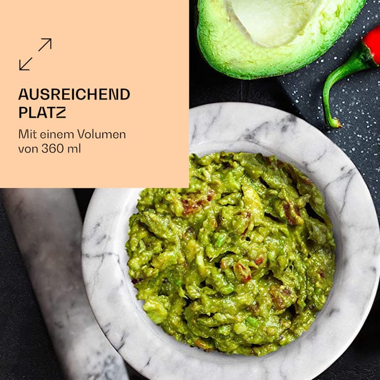 Mörser mit Stößel 360 ml geriffelte Innenseite rutschfest Marmor