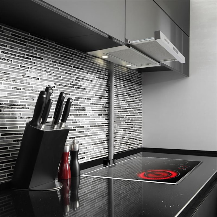 Vinea Hotte îlot 60cm+ 2 filtres recyclage d'air 610m³/h argent Argent