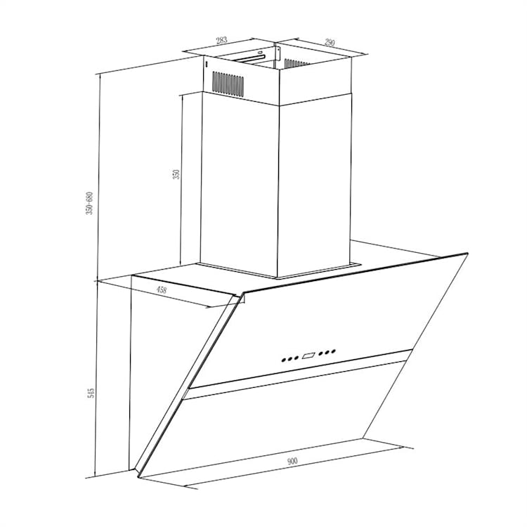 Aurea VII Dunstabzugshaube Umluftset 90cm Aktivkohlefilter schwarz 90 cm | Schwarz