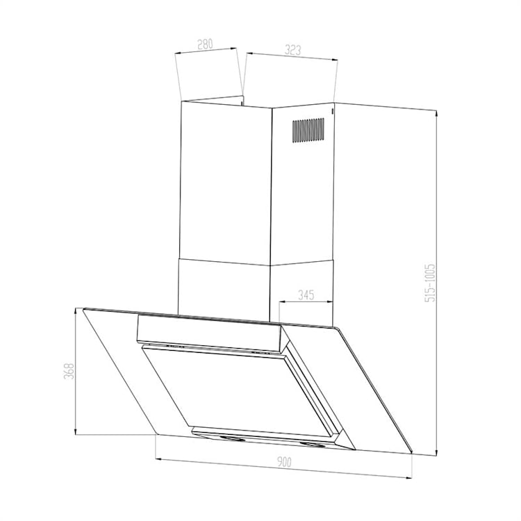 Zola Hotte aspirante 90cm + 2 filtres recyclage d'air 635m³/h argent Argent
