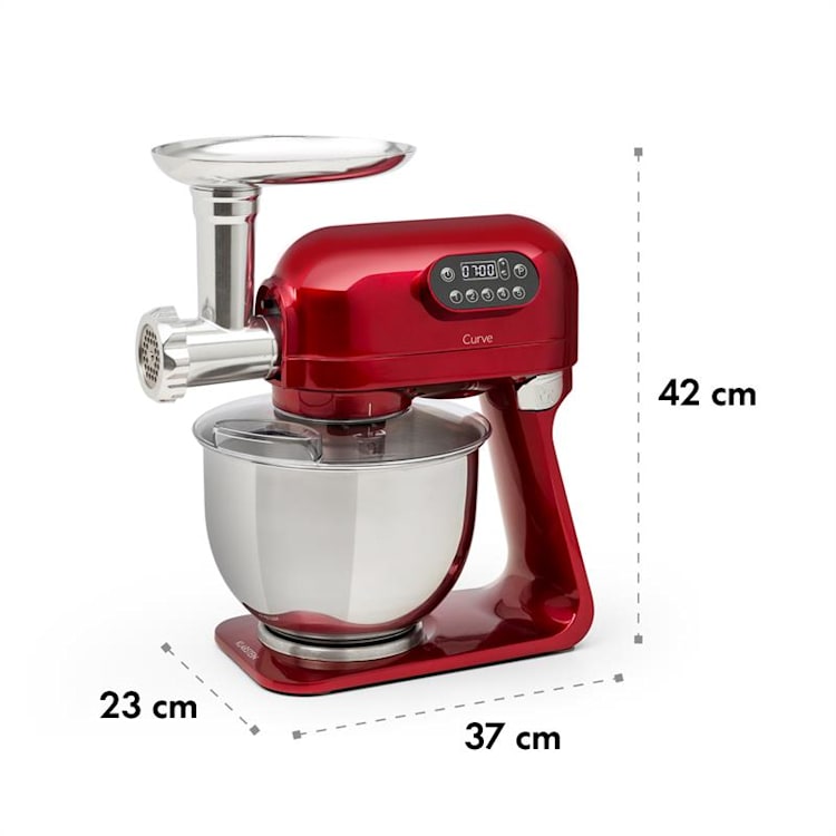 Curve Plus, robot de bucătărie, 5 l, mașină de tocat carne 4 în 1, roșu, 1000 W Roșu