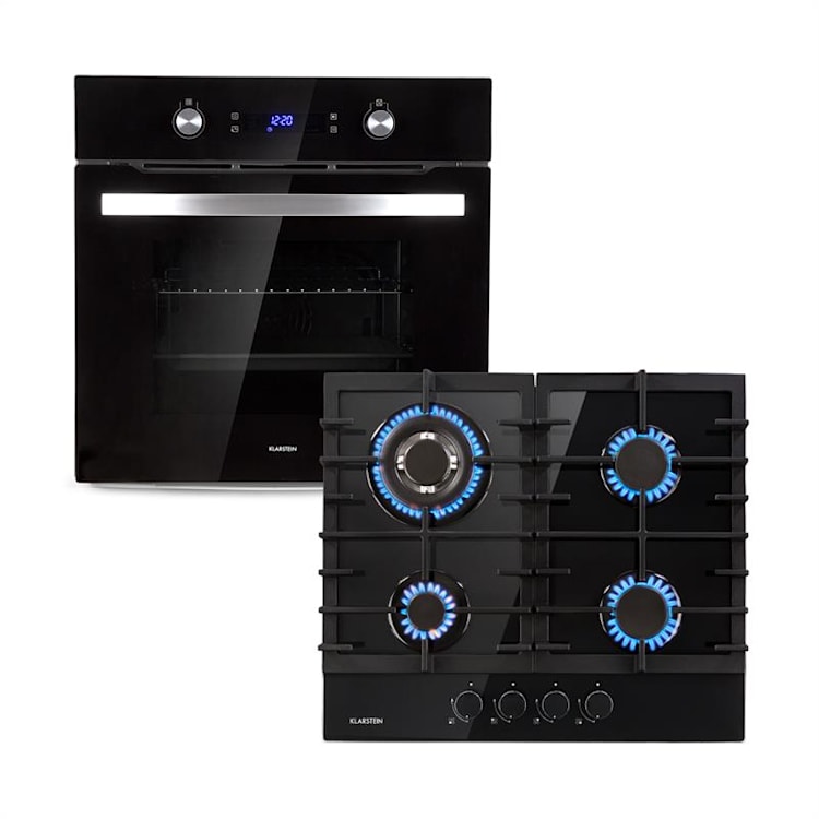 Klarstein Gusteau Ignito Built-In Stove Set Electric / Gas 64Ltr Black Stainless Steel 