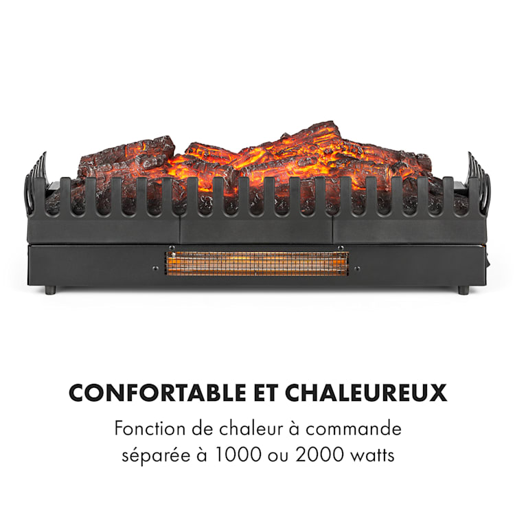 Lausanne Frame corps de cheminée + insert de cheminée Kamini FXL MDF blanc avec grand insert de cheminée et fonction chauffage