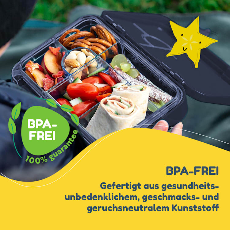 schmatzfatz Frühstücksset Lunchbox & Trinkflasche Tritan dicht BPA-frei Navy Space
