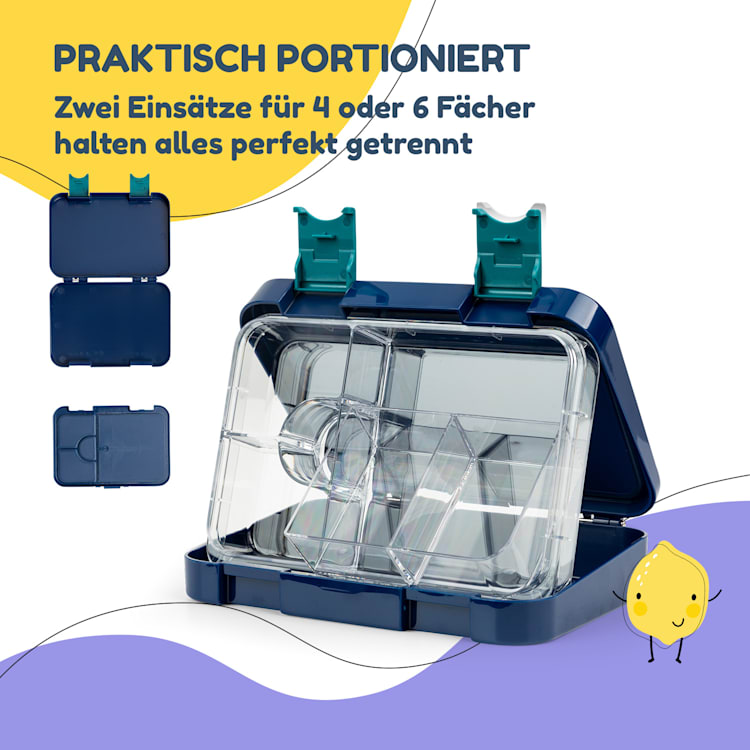 schmatzfatz Frühstücksset Lunchbox & Trinkflasche Tritan dicht BPA-frei Navy Space