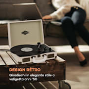 AUNA Set Peggy Sue - Giradischi A Valigetta Vintage + Raccoglitore Per 30 Vinili - USB, MP3, Altoparlanti Integrati - Nero