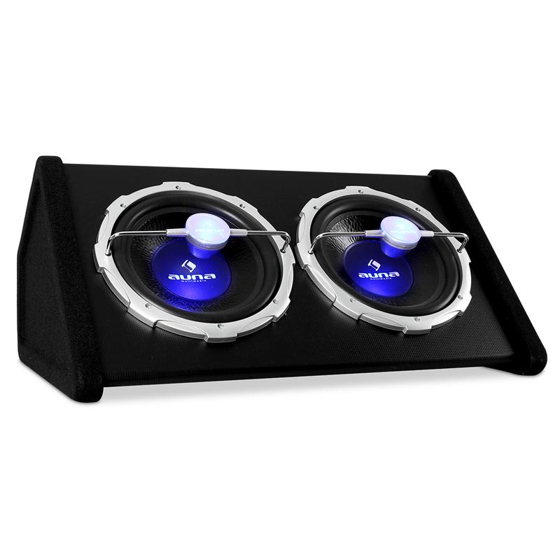 SUB-2X12-43 Doppel Auto-Subwoofer 2000W 2x30cm (2x12") Lichteffekt