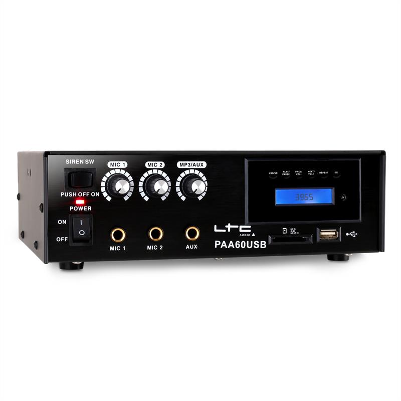 Fotografie produktu: PA zesilovač LTC PAA60USB, USB, MP3, mikrofon, 12 V