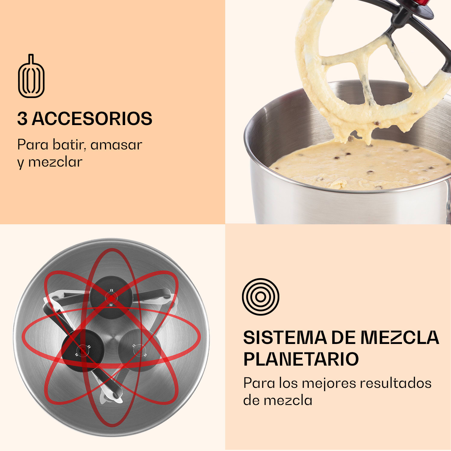 Klarstein Lucia robot de cocina 3 en 1 1800 W/2,7 PS 5 L acero inoxidable sin BPA