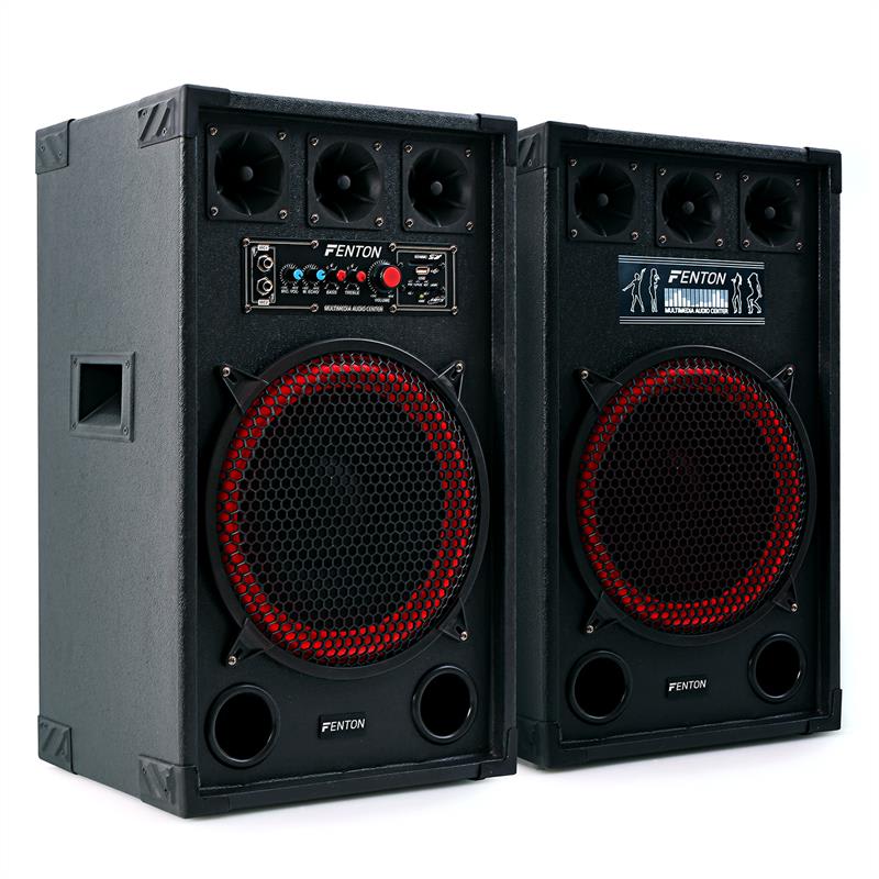 SPB-12 Aktiv Passiv Boxen Set 800W 30cm Woofer USB/SD Bluetooth MP3