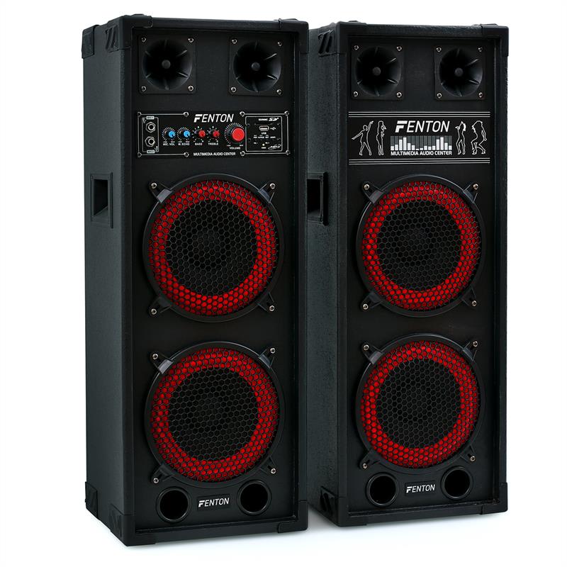 SPB-28 Aktiv Passiv Boxen Set 800W 2x20cm Woofer USB/SD Bluetooth MP3