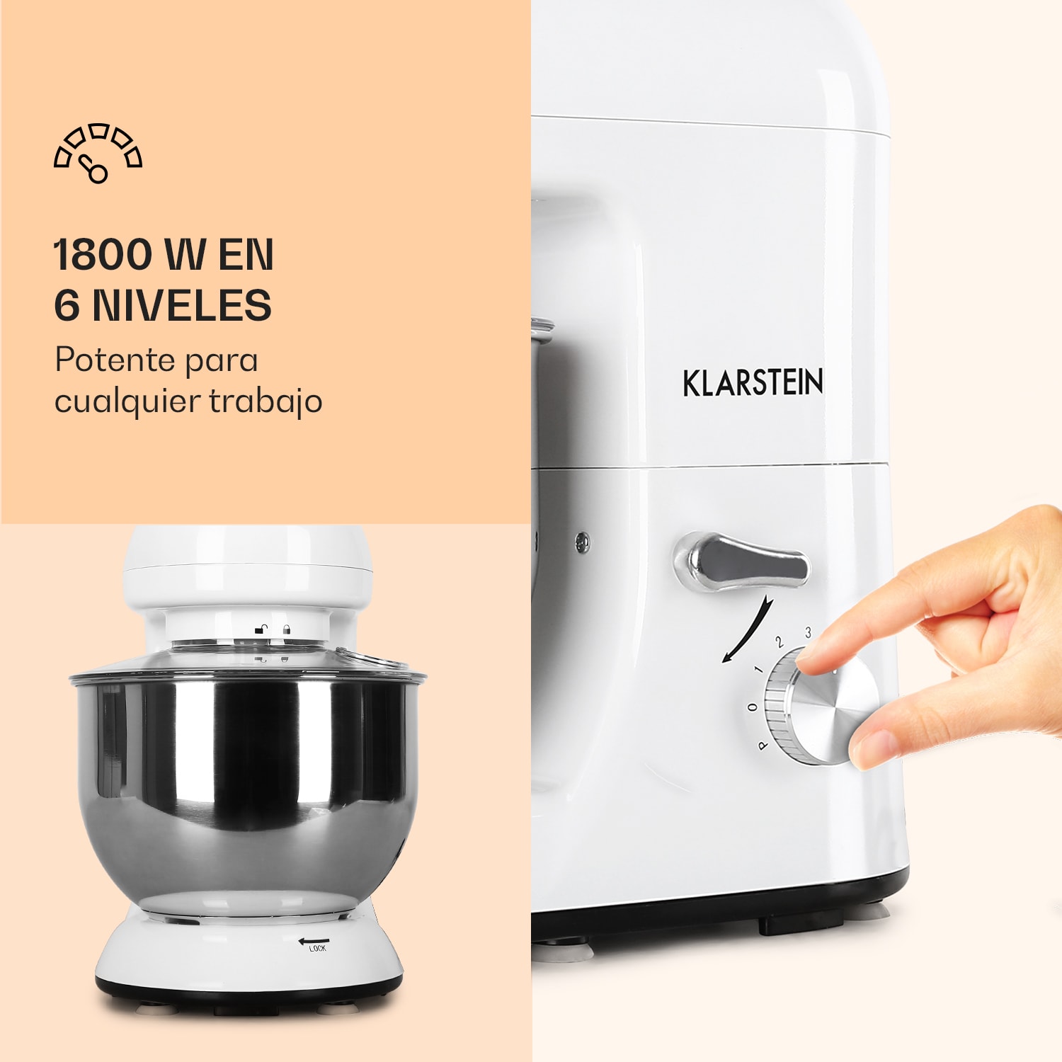 Klarstein Bella Robot de cocina 1800 W/2,7 PS 5 L Acero inoxidable Sin BPA