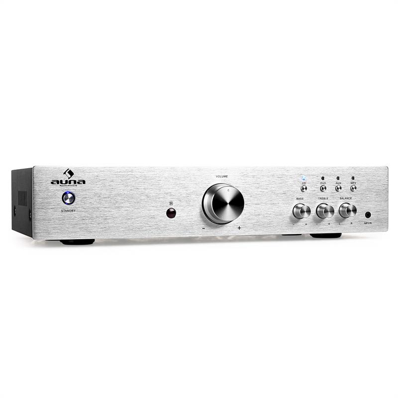 Auna AV2-CD508 HiFi-Verstärker Stereo Edelstahl 600W max. Fernbedienung AV2- CD508 Silver