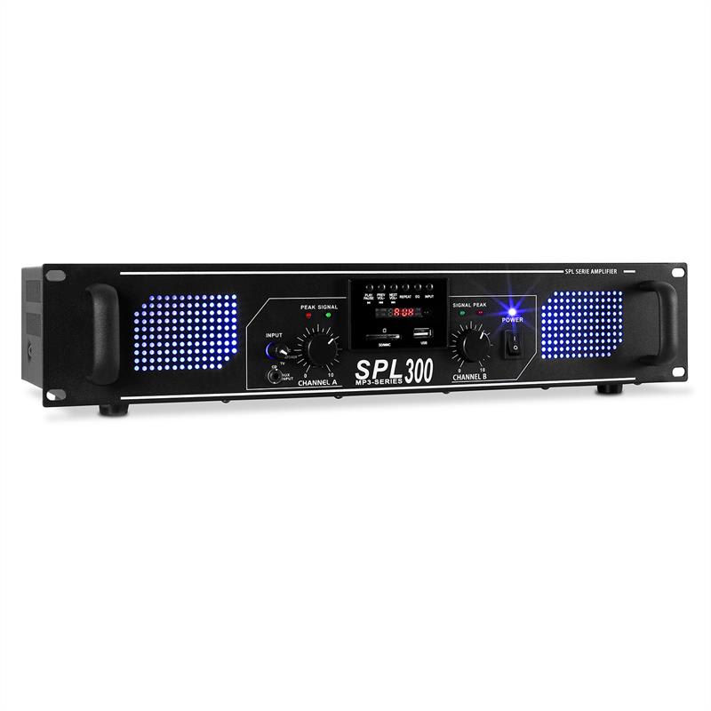 SPL-300-MP3 PA Verstärker 2-Kanal MP3 USB SD 2 x 150 Watt
