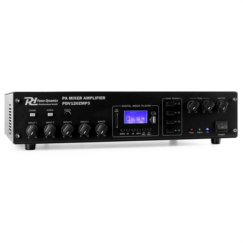 Fotografie produktu: Power Dynamics PDV120ZMP3,120 W,4 zóny,4 kan. PA zesilovač