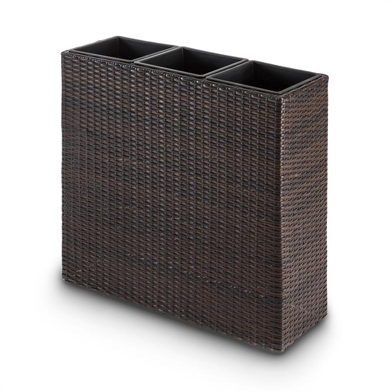 Triumflor Pflanzgefäß 3er 80x78x29 cm Polyrattan bicolor braun
