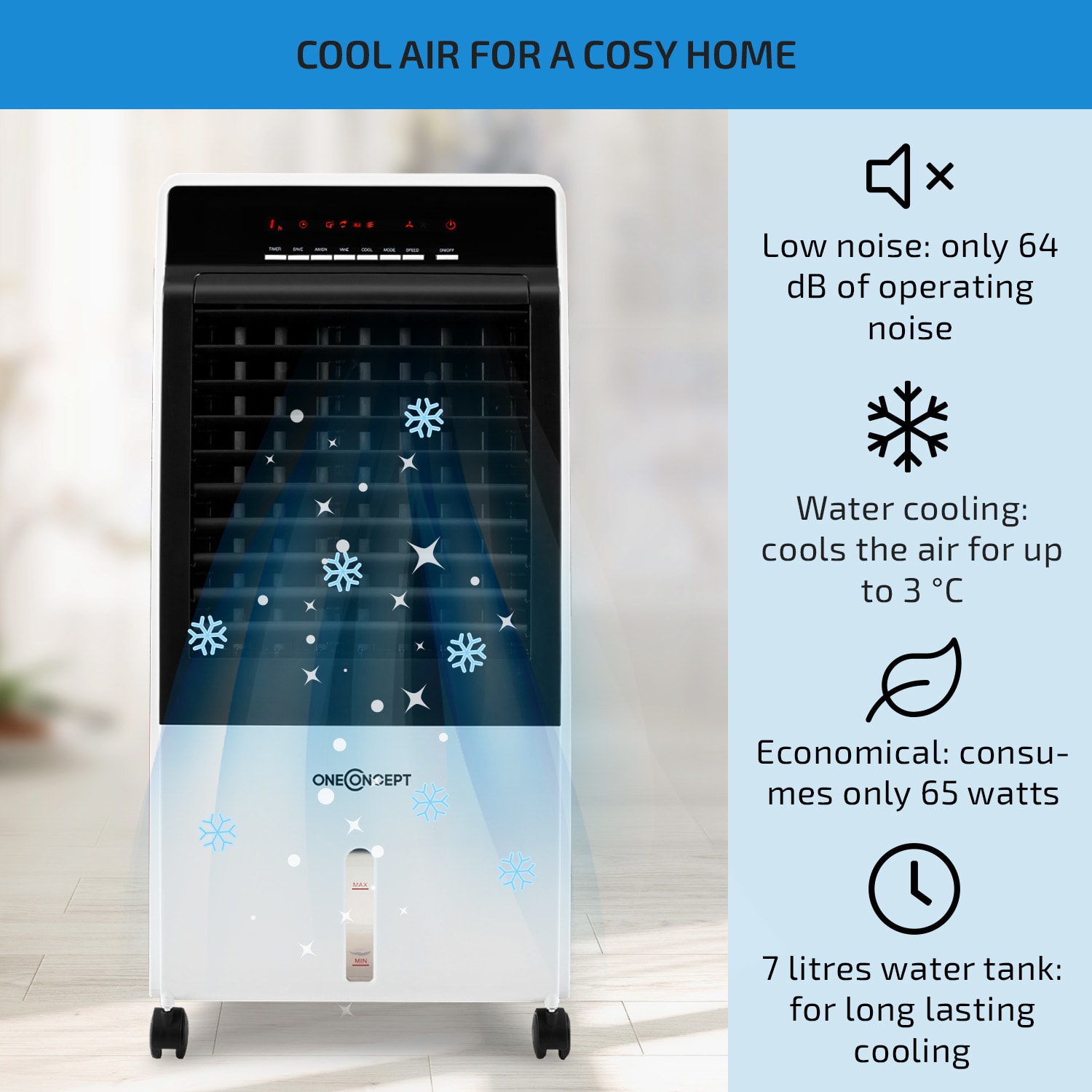 Klarstein CTR-1 v2 4-in-1 Air Cooler Fan Humidifier Ioniser 7 Ltr