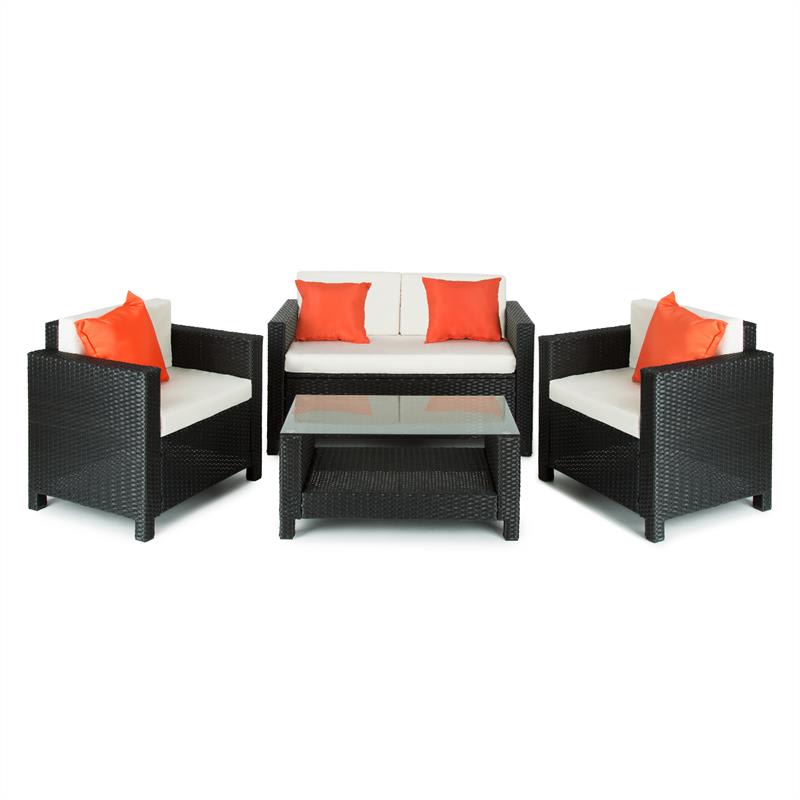 Blumfeldt Verona Salottino Da Giardino 4 Pezzi Nero/Beige/Arancio
