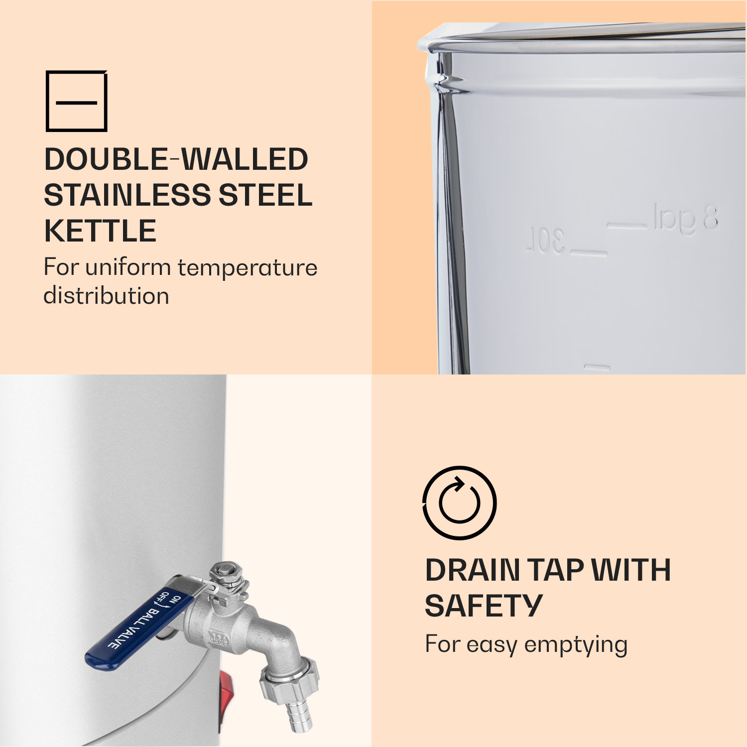 Klarstein Mundschenk Mash Kettle, Beer Brewing System, 2500 W, 30 l, 9 Programmes