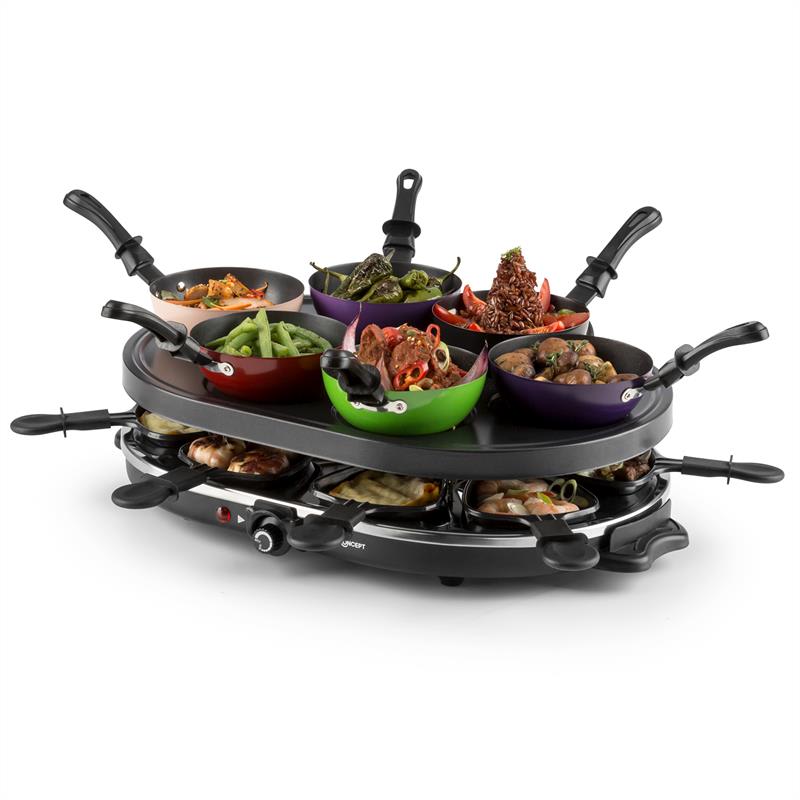 OneConcept Woklette Table Grill Raclette Wok-Set 1200 W 8 People Non-stick