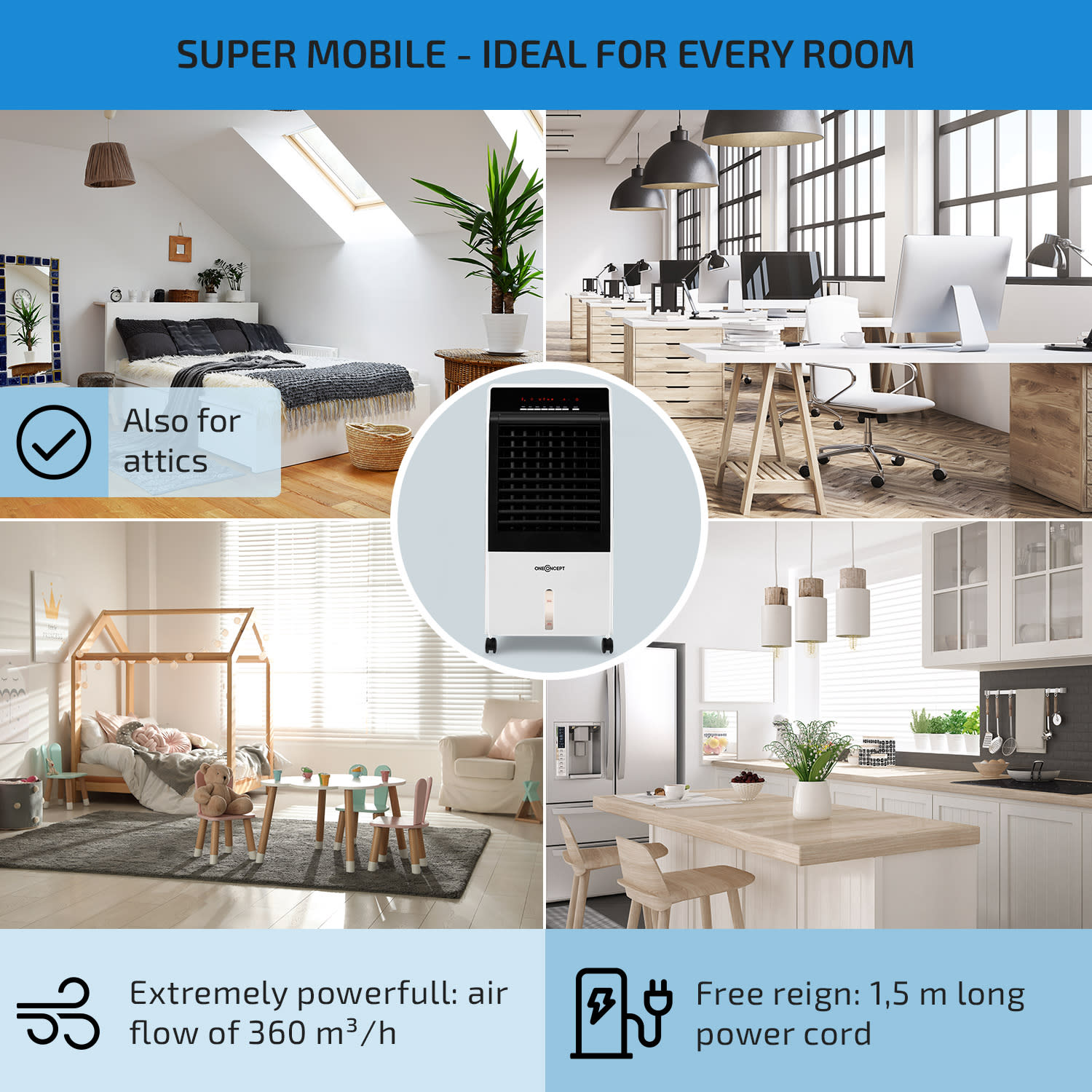 OneConcept CTR-1 Heat 4-in-1 Air Cooler Fan Heater Humidifier