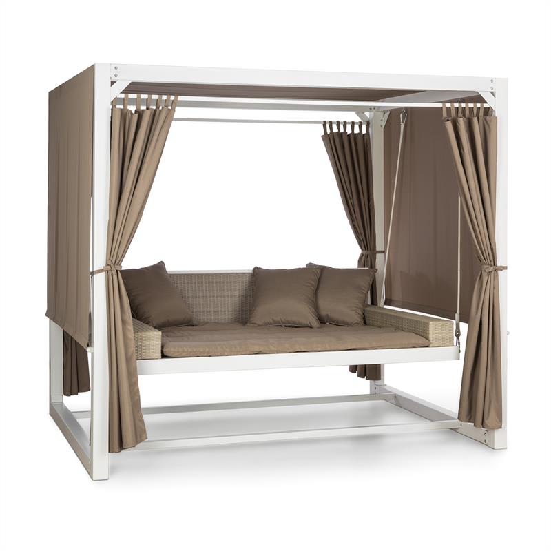 Eremitage Luxus-Hollywoodschaukel 236x180x210cm weiß/taupe