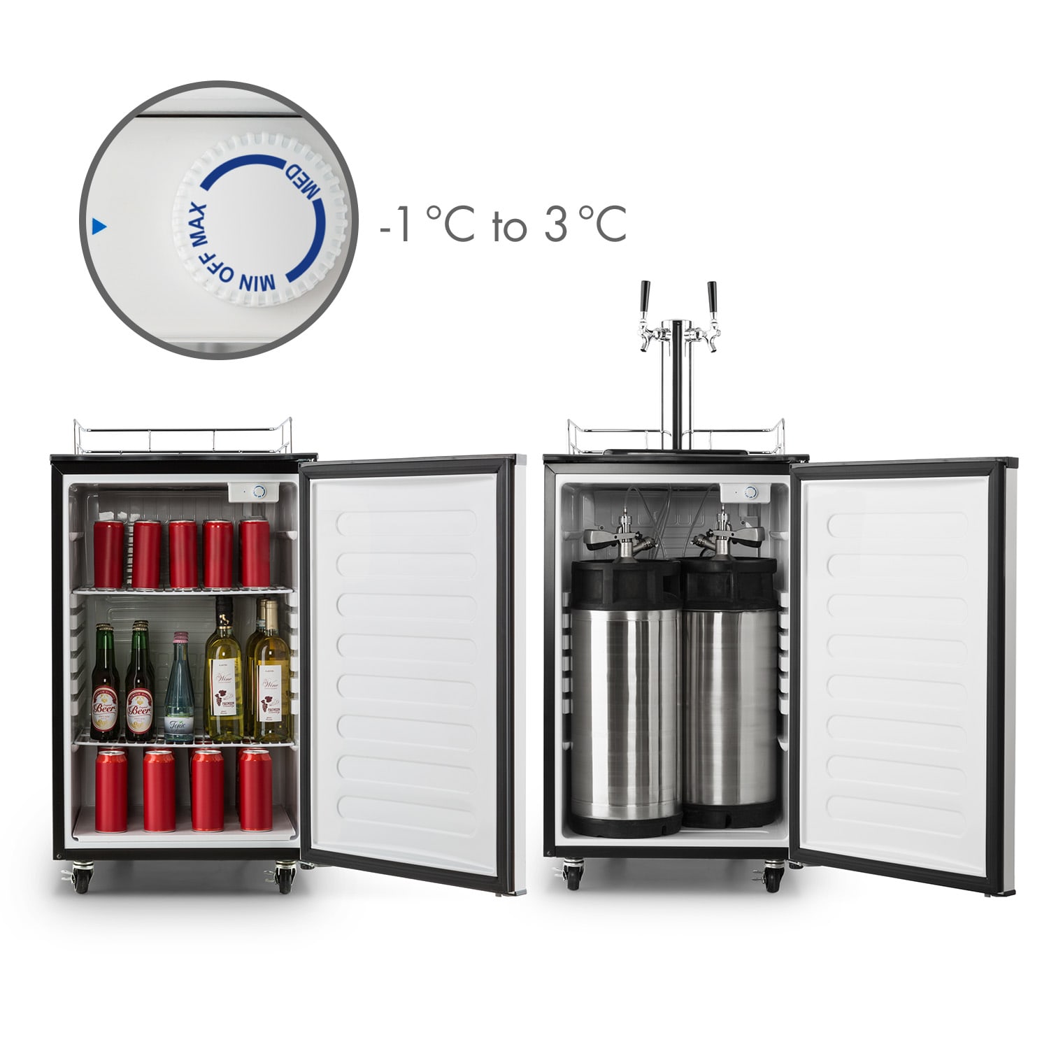 Klarstein Big Spender Double Beer Keg Fridge Refrigerator Complete Set CO2 Barrels up to 50l